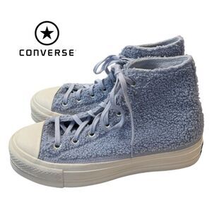 Converse All Star Lift Hi Cozy Sherpa Ghost Steel Egret Women's Sneakers 9